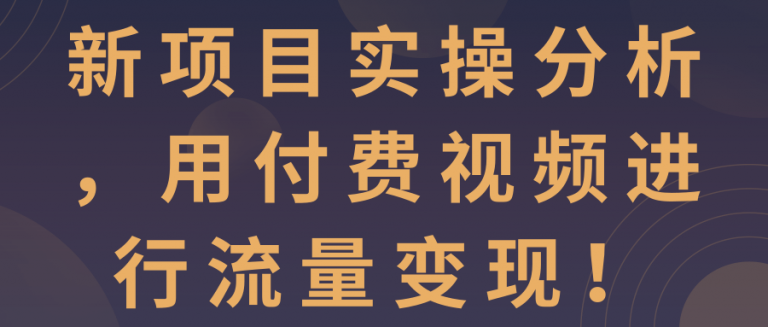 新项目实操分析，用付费视频进行流量变现！【视频教程】